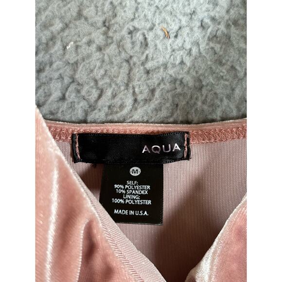 Aqua Dress Women M Pink Velvet Ruffled Sleeveless Made in U.S.A, Barbie Core - Picture 6 of 9